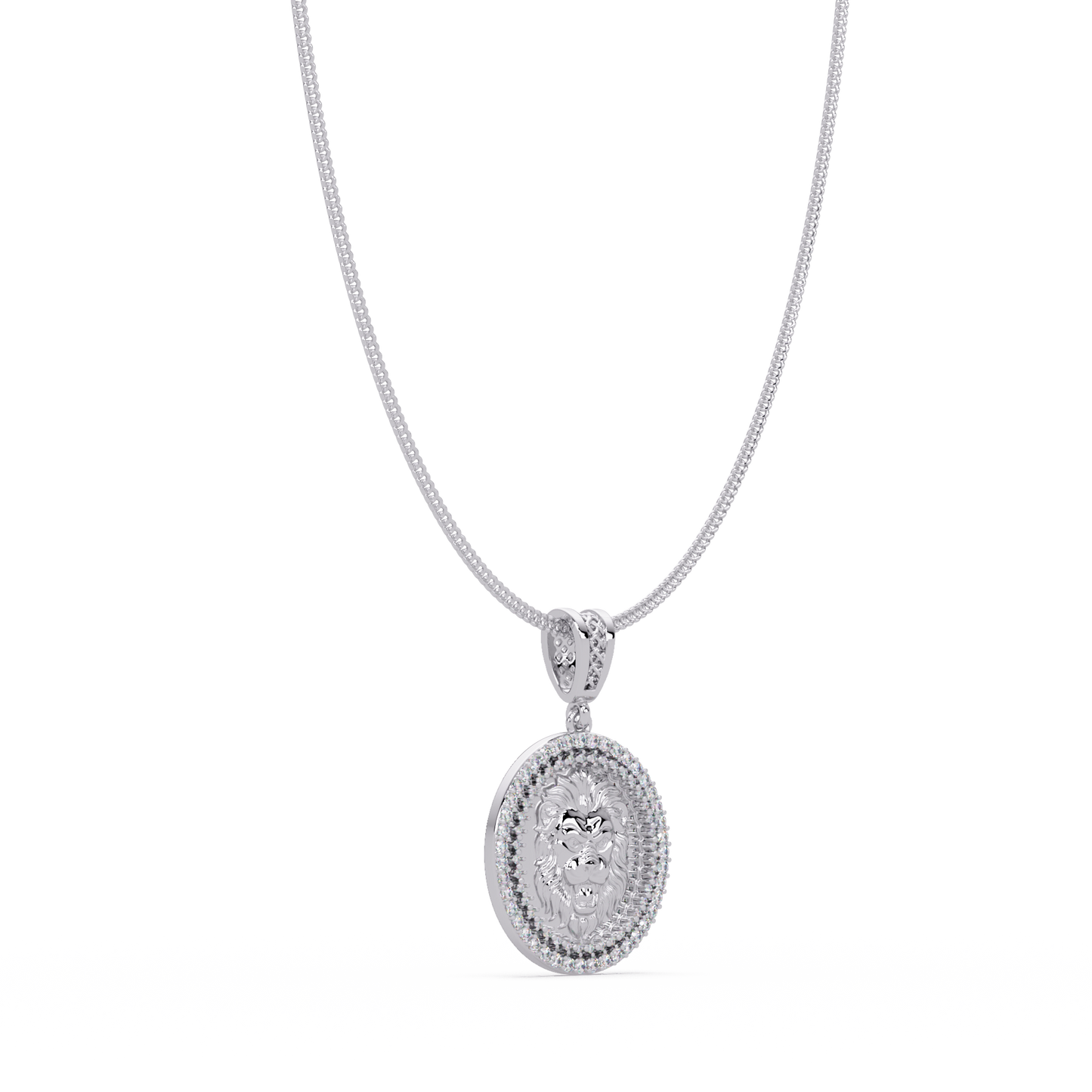 Lion Head Medallion Lab Grown Diamond Rose Gold Pendant Necklace - HIGHCARAT DIAMONDS