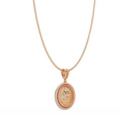 Lion Head Medallion Lab Grown Diamond Rose Gold Pendant Necklace - HIGHCARAT DIAMONDS