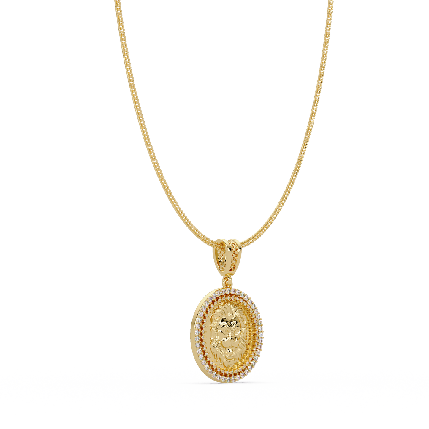 Lion Head Medallion Lab Grown Diamond Rose Gold Pendant Necklace - HIGHCARAT DIAMONDS