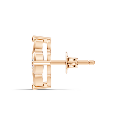 Luxury 14K Labgrown Gold Diamond Stud Earrings Four-Stone Round Bezel Set Cluster Style