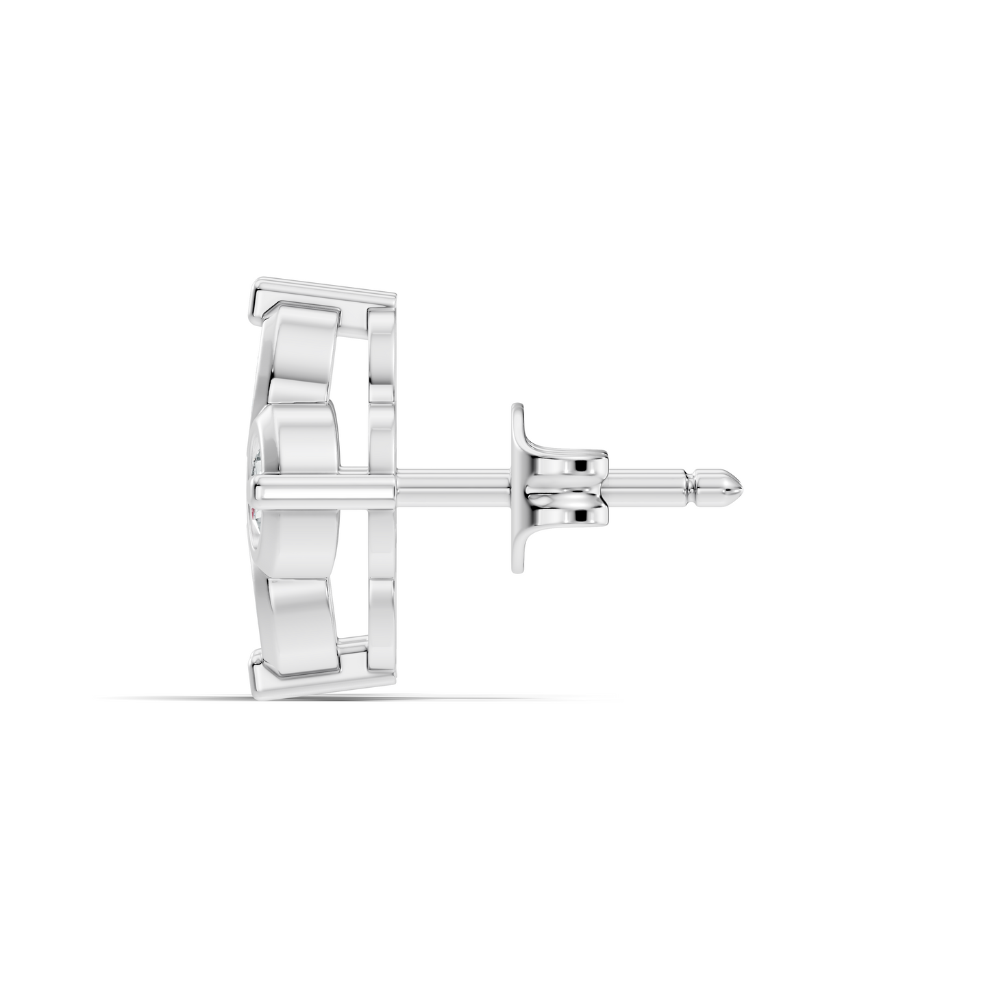 Luxury 14K Labgrown Gold Diamond Stud Earrings Four-Stone Round Bezel Set Cluster Style