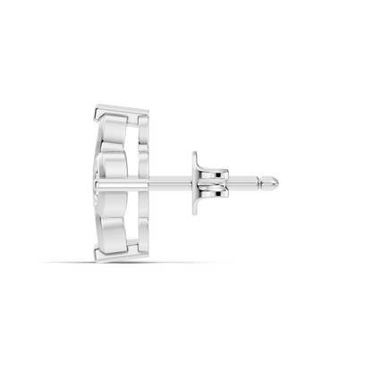 Luxury 14K Labgrown Gold Diamond Stud Earrings Four-Stone Round Bezel Set Cluster Style