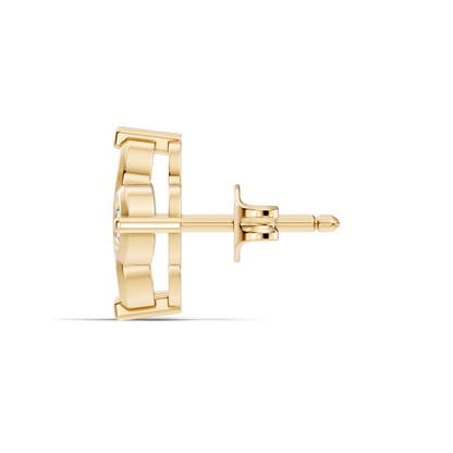 Luxury 14K Labgrown Gold Diamond Stud Earrings Four-Stone Round Bezel Set Cluster Style