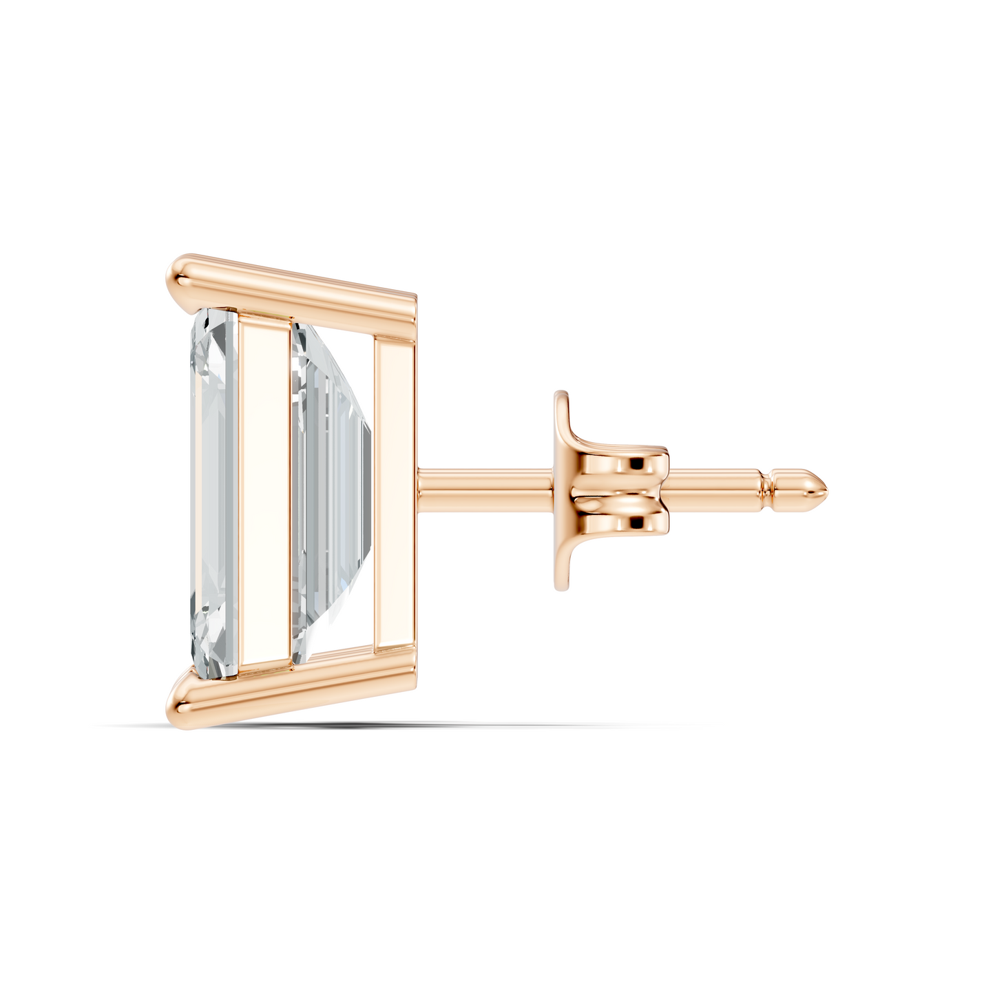 Luxury 6.41 Ct Emerald Cut Lab Grown Diamond Stud Earrings For Women In 18K Gold