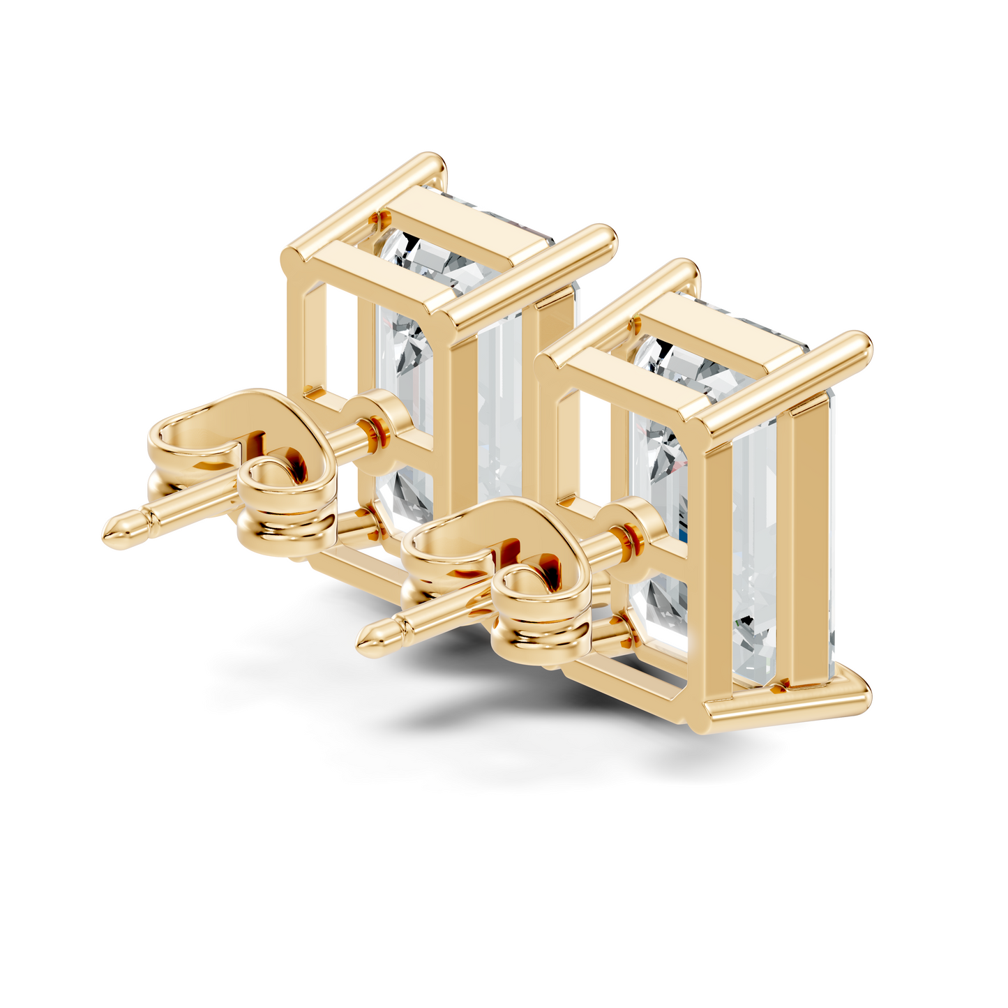 Luxury 6.41 Ct Emerald Cut Lab Grown Diamond Stud Earrings For Women In 18K Gold