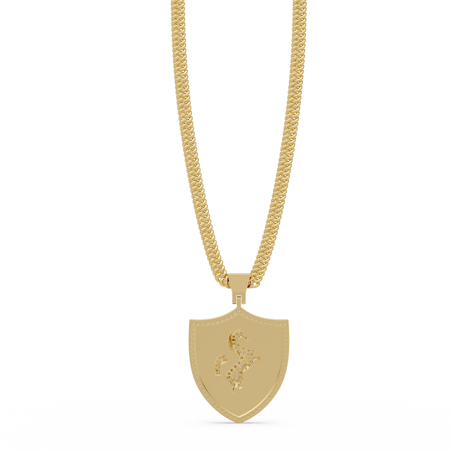 Luxury Horse Shield Lab Grown Diamond Pendant in Yellow Gold - HIGHCARAT DIAMONDS