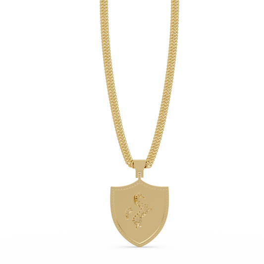Luxury Horse Shield Lab Grown Diamond Pendant in Yellow Gold - HIGHCARAT DIAMONDS