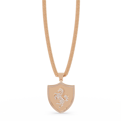 Luxury Horse Shield Lab Grown Diamond Pendant in Yellow Gold - HIGHCARAT DIAMONDS