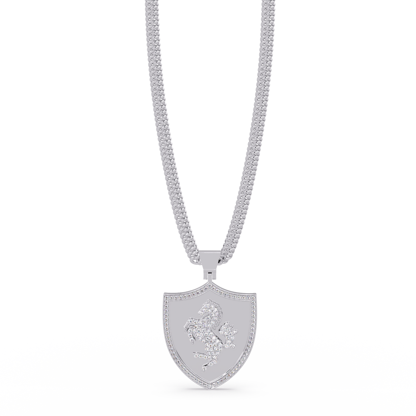 Luxury Horse Shield Lab Grown Diamond Pendant in Yellow Gold - HIGHCARAT DIAMONDS