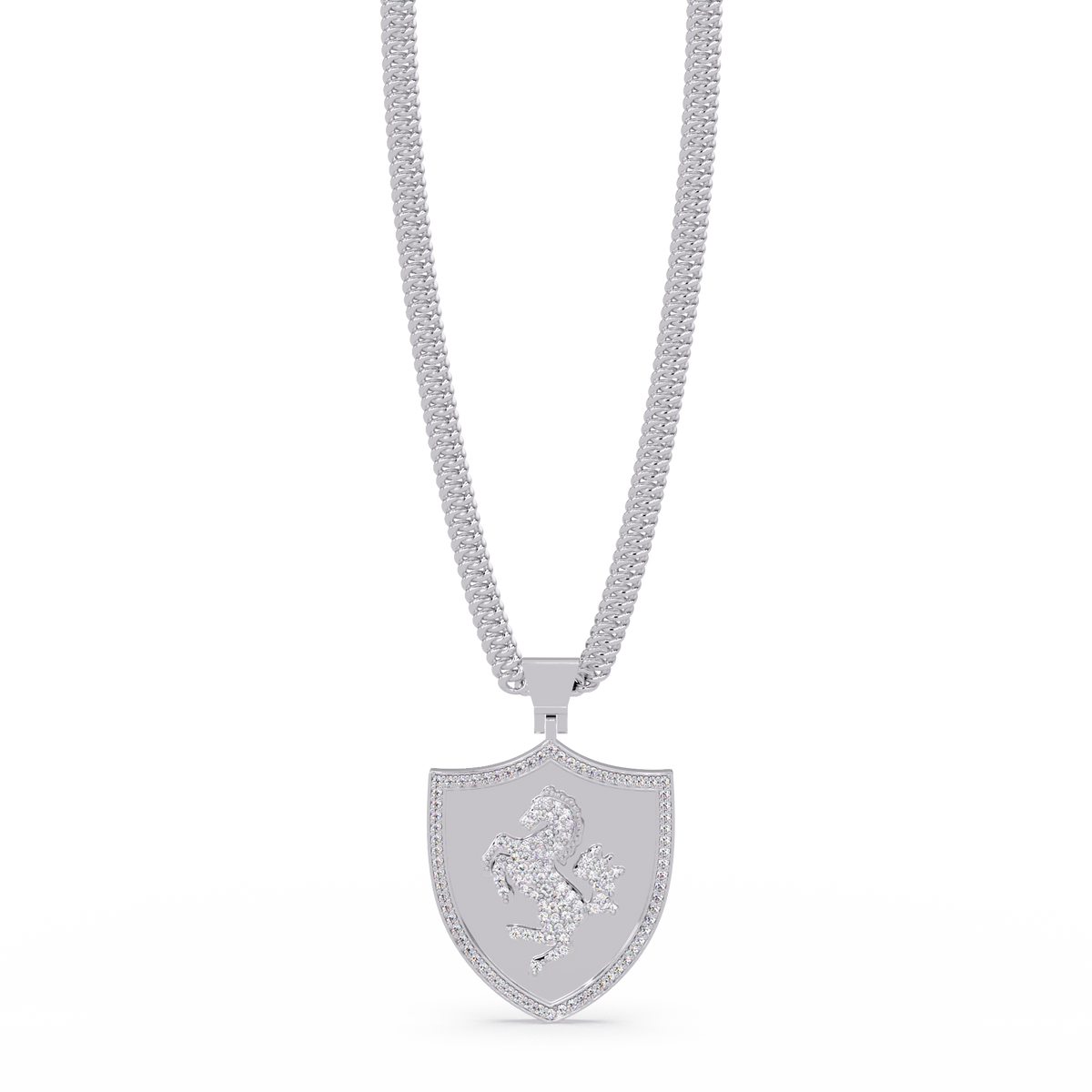 Luxury Horse Shield Lab Grown Diamond Pendant in Yellow Gold - HIGHCARAT DIAMONDS