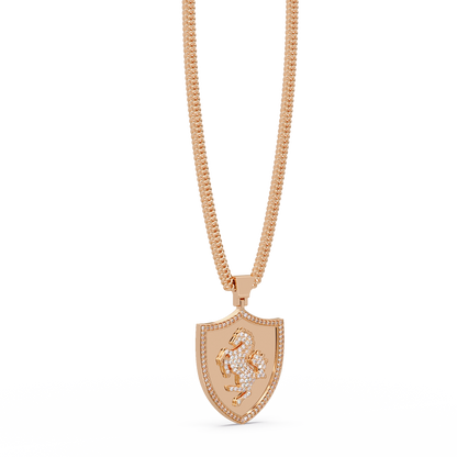 Luxury Horse Shield Lab Grown Diamond Pendant in Yellow Gold - HIGHCARAT DIAMONDS