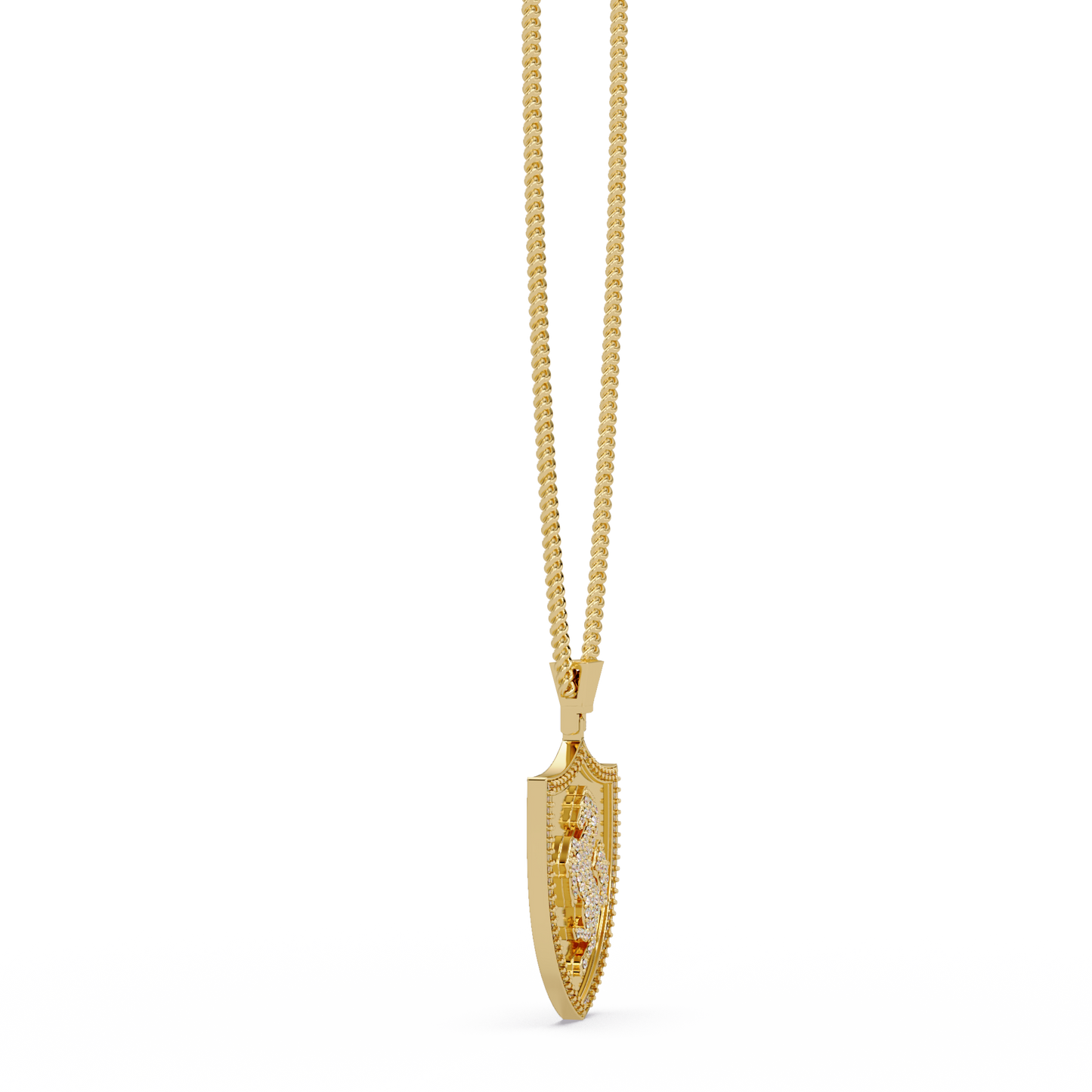 Luxury Horse Shield Lab Grown Diamond Pendant in Yellow Gold - HIGHCARAT DIAMONDS