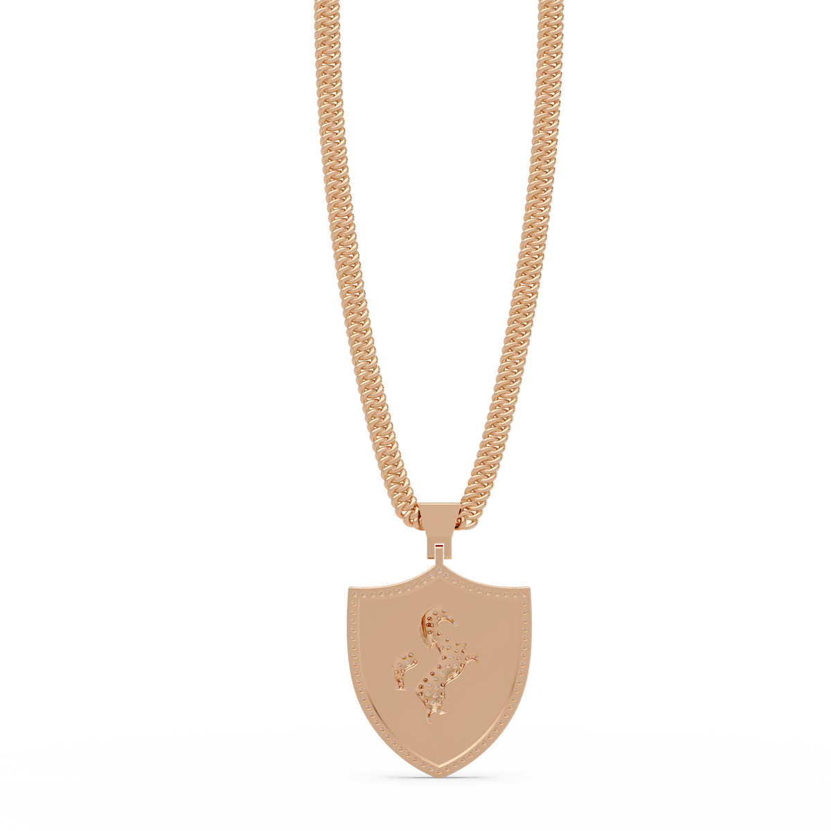 Luxury Horse Shield Lab Grown Diamond Pendant in Yellow Gold - HIGHCARAT DIAMONDS