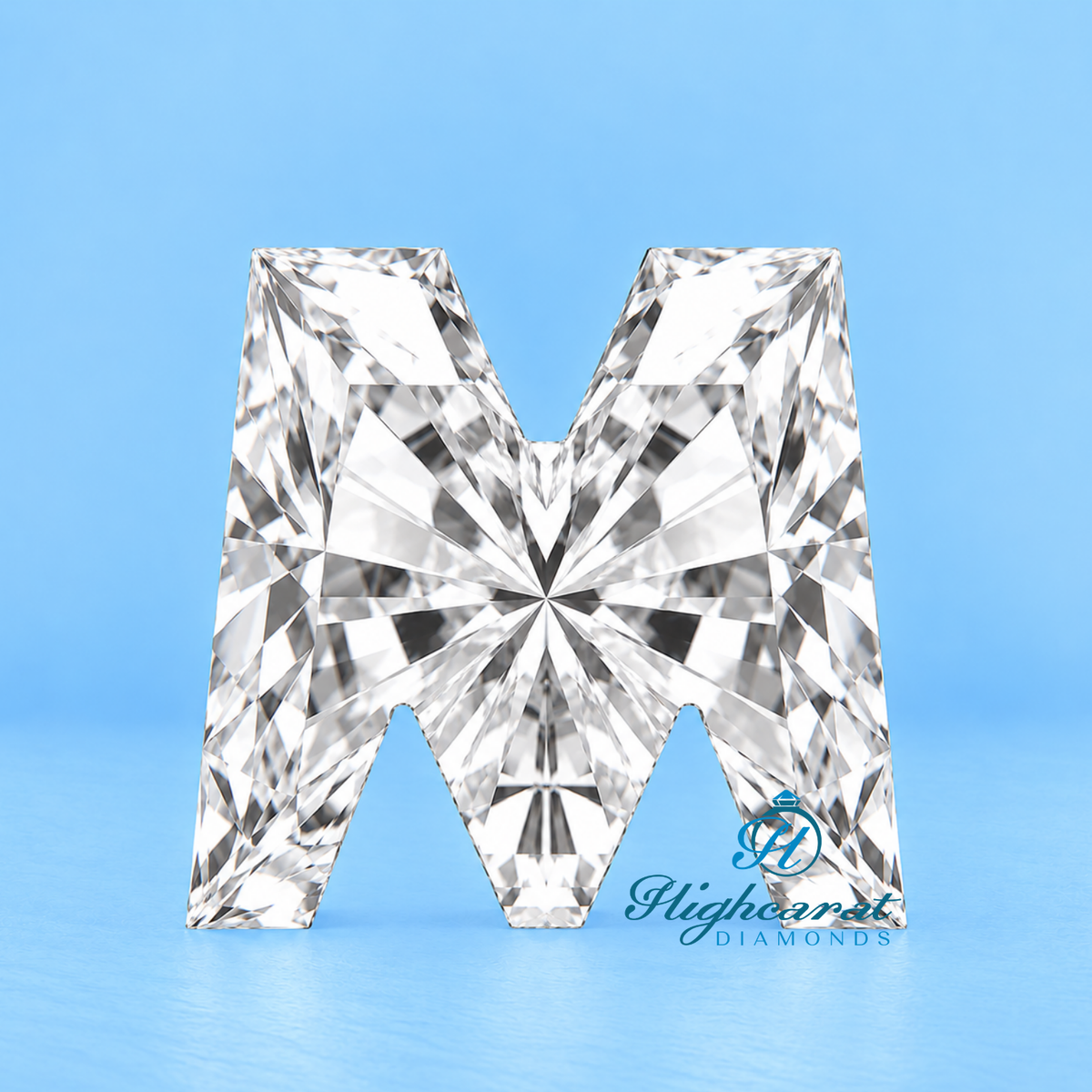 Customized M alphabet shape lab grown diamond
