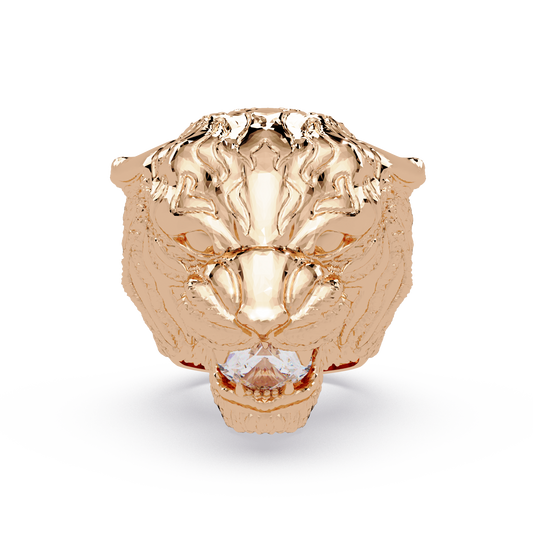 Majestic Tiger Head Lab Grown Diamond Statement Ring - HIGHCARAT DIAMONDS