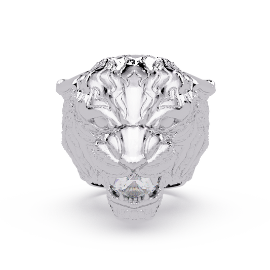 Majestic Tiger Head Lab Grown Diamond Statement Ring - HIGHCARAT DIAMONDS