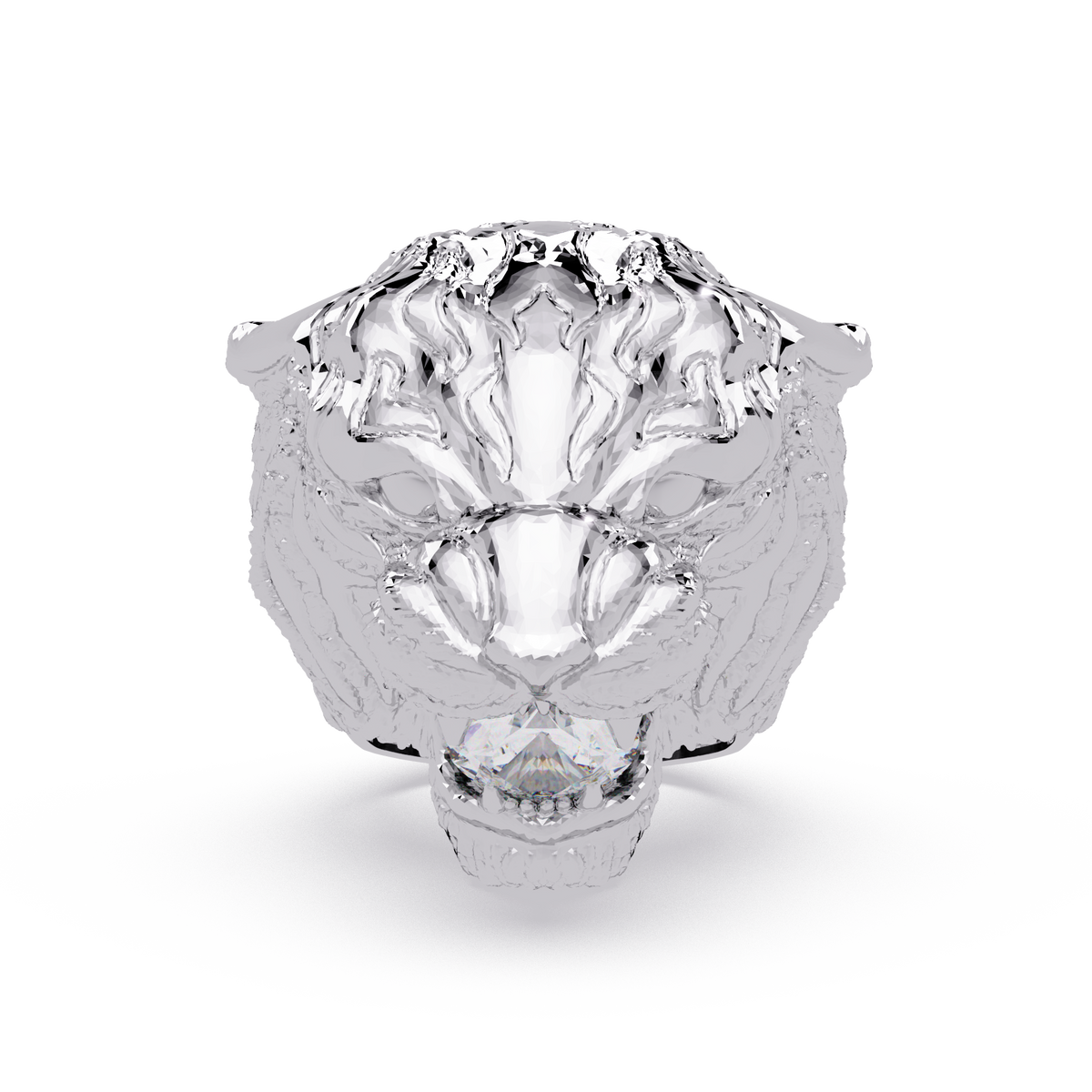 Majestic Tiger Head Lab Grown Diamond Statement Ring - HIGHCARAT DIAMONDS
