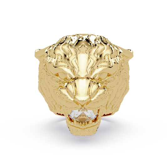 Majestic Tiger Head Lab Grown Diamond Statement Ring - HIGHCARAT DIAMONDS