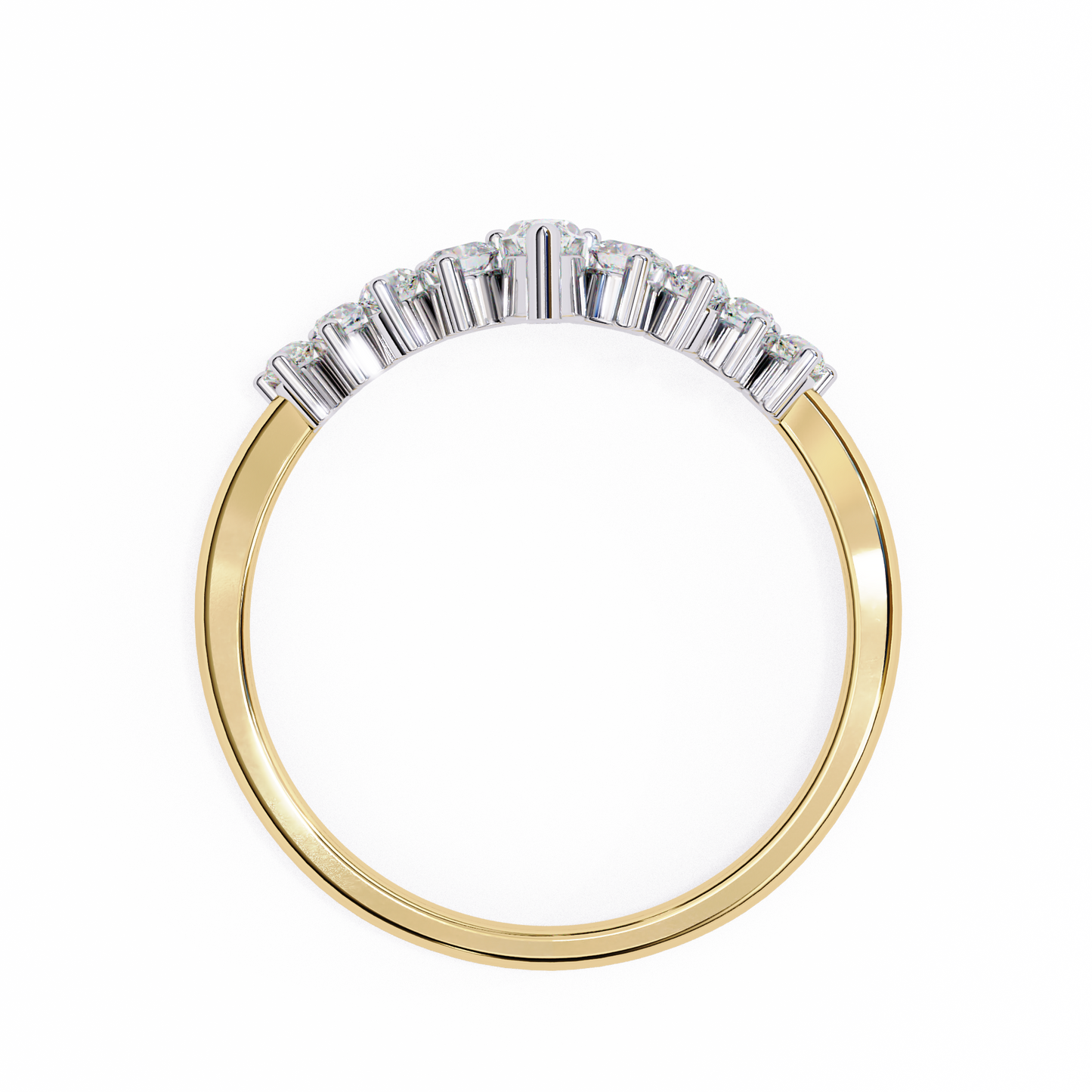 Marquise And Round Cut Antique V Shape Dainty Minimalist  Prong Set Stunning Bridal Band For Her - HIGHCARAT DIAMONDS