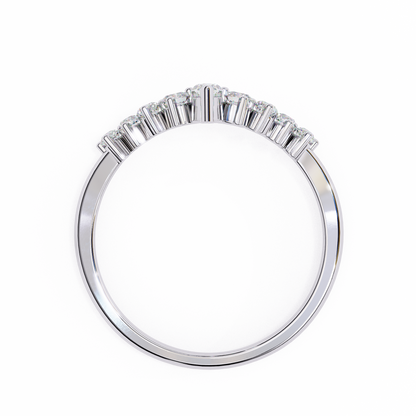Marquise And Round Cut Antique V Shape Dainty Minimalist  Prong Set Stunning Bridal Band For Her - HIGHCARAT DIAMONDS