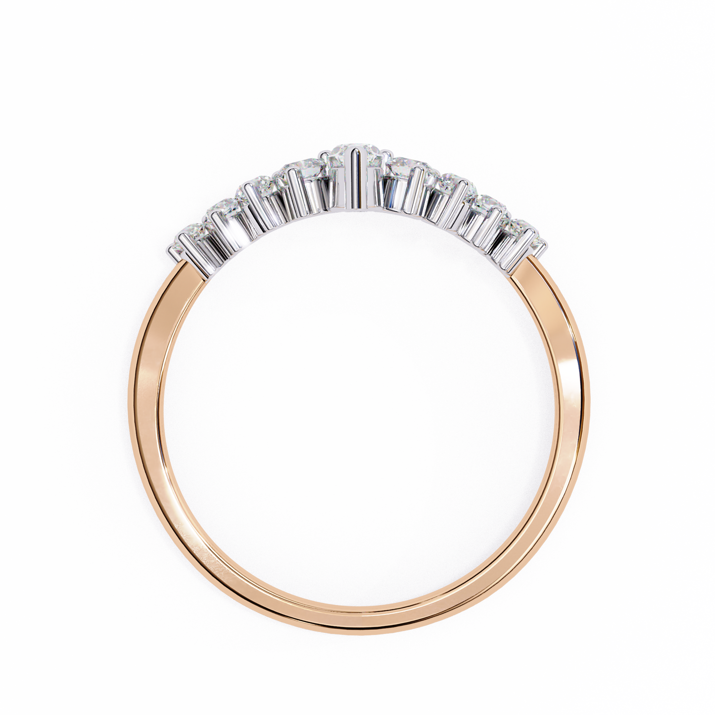 Marquise And Round Cut Antique V Shape Dainty Minimalist  Prong Set Stunning Bridal Band For Her - HIGHCARAT DIAMONDS