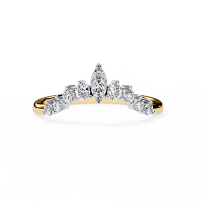 Marquise And Round Cut Antique V Shape Dainty Minimalist  Prong Set Stunning Bridal Band For Her - HIGHCARAT DIAMONDS