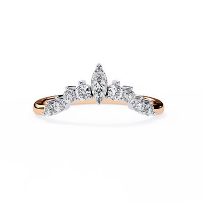 Marquise And Round Cut Antique V Shape Dainty Minimalist  Prong Set Stunning Bridal Band For Her - HIGHCARAT DIAMONDS