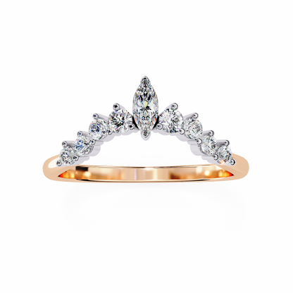 Marquise And Round Cut Antique V Shape Dainty Minimalist  Prong Set Stunning Bridal Band For Her - HIGHCARAT DIAMONDS