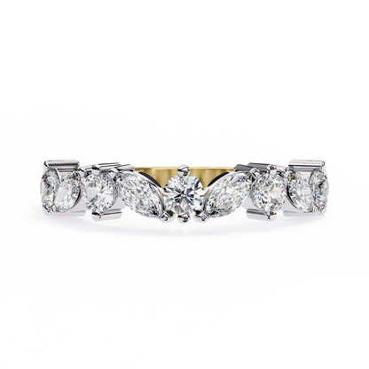 Marquise And Round Cut Diamond Half Eternity Elegance Antique Timeless Sparkling Engagement Band - HIGHCARAT DIAMONDS