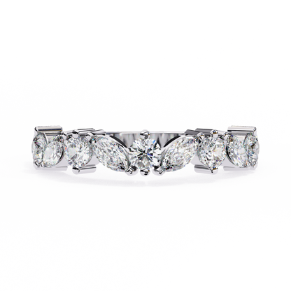 Marquise And Round Cut Diamond Half Eternity Elegance Antique Timeless Sparkling Engagement Band - HIGHCARAT DIAMONDS