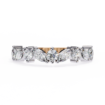 Marquise And Round Cut Diamond Half Eternity Elegance Antique Timeless Sparkling Engagement Band - HIGHCARAT DIAMONDS