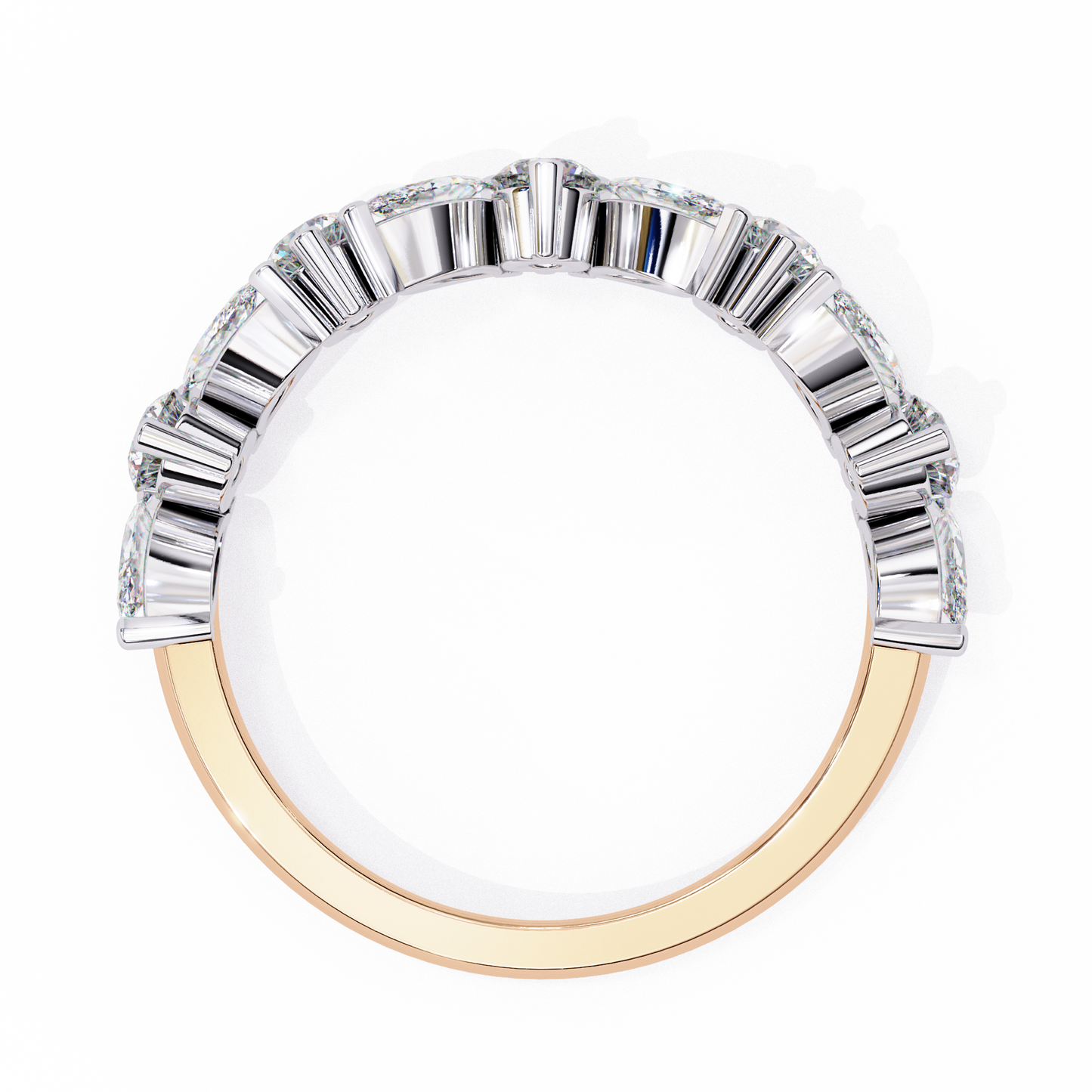Marquise And Round Cut Diamond Half Eternity Elegance Antique Timeless Sparkling Engagement Band - HIGHCARAT DIAMONDS