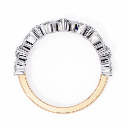 Marquise And Round Cut Diamond Half Eternity Elegance Antique Timeless Sparkling Engagement Band - HIGHCARAT DIAMONDS