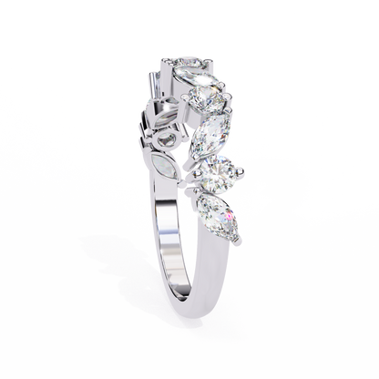 Marquise And Round Cut Diamond Half Eternity Elegance Antique Timeless Sparkling Engagement Band - HIGHCARAT DIAMONDS
