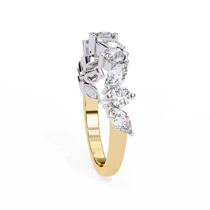 Marquise And Round Cut Diamond Half Eternity Elegance Antique Timeless Sparkling Engagement Band - HIGHCARAT DIAMONDS
