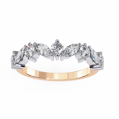 Marquise And Round Cut Diamond Half Eternity Elegance Antique Timeless Sparkling Engagement Band - HIGHCARAT DIAMONDS