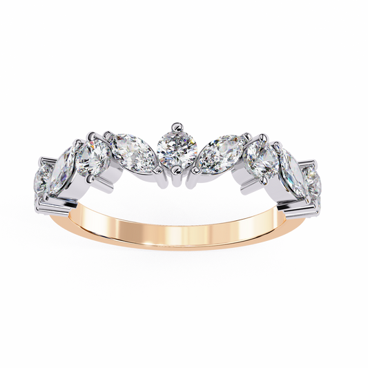 Marquise And Round Cut Diamond Half Eternity Elegance Antique Timeless Sparkling Engagement Band - HIGHCARAT DIAMONDS