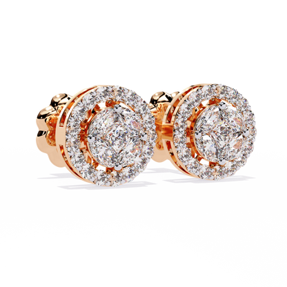 Marquise And Round Cut Diamond Halo Style Prong Set Statement Screw Back Stud Earring Annivrasry Gift - HIGHCARAT DIAMONDS