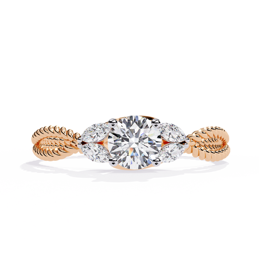 Marquise And Round Cut Diamond Twisted Elegant Art Deco Prefect Sparkling 5 Stone Promise Ring For Her - HIGHCARAT DIAMONDS