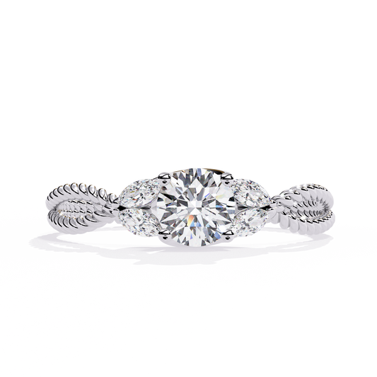 Marquise And Round Cut Diamond Twisted Elegant Art Deco Prefect Sparkling 5 Stone Promise Ring For Her - HIGHCARAT DIAMONDS