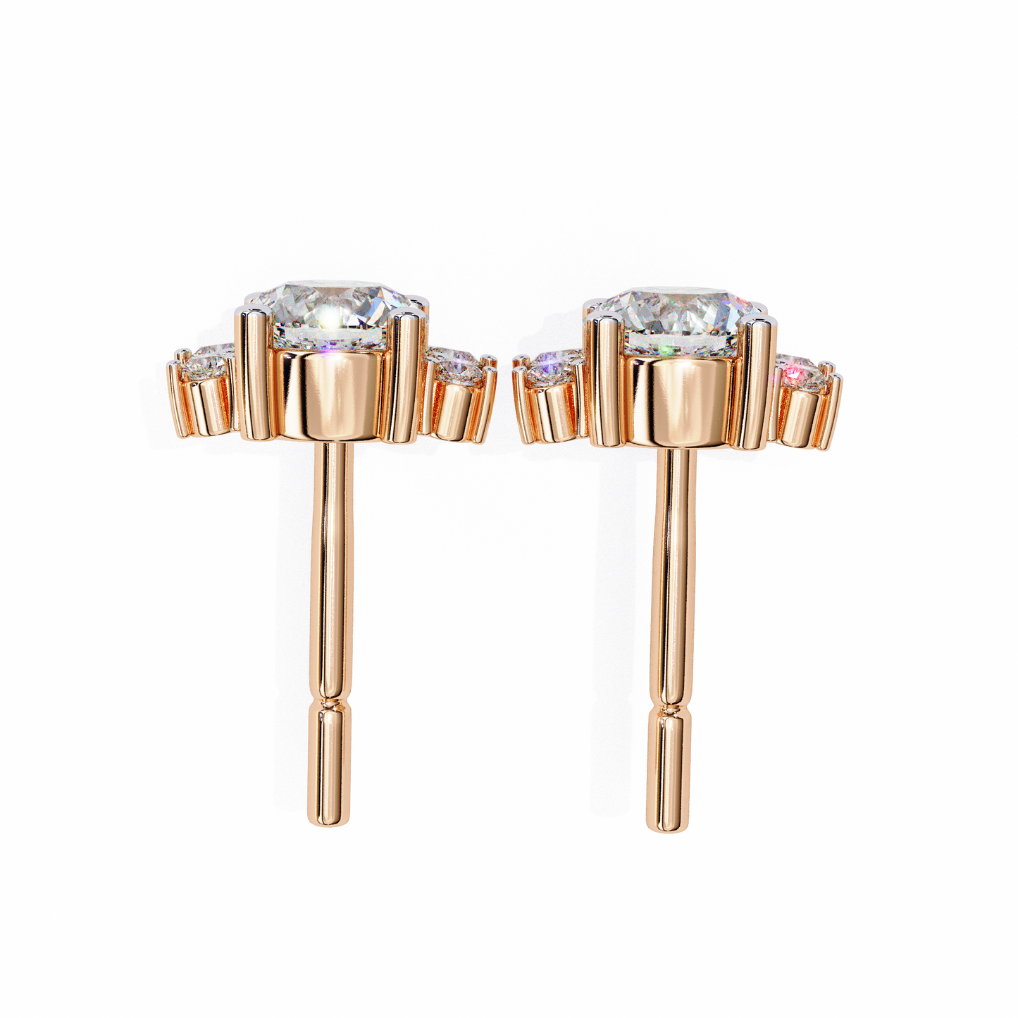 Marquise And Round Cut Diamond Vintage Stacking Minimalist Antique Dainty Stud Earring Gift For Women's - HIGHCARAT DIAMONDS