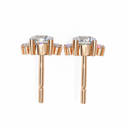 Marquise And Round Cut Diamond Vintage Stacking Minimalist Antique Dainty Stud Earring Gift For Women's - HIGHCARAT DIAMONDS
