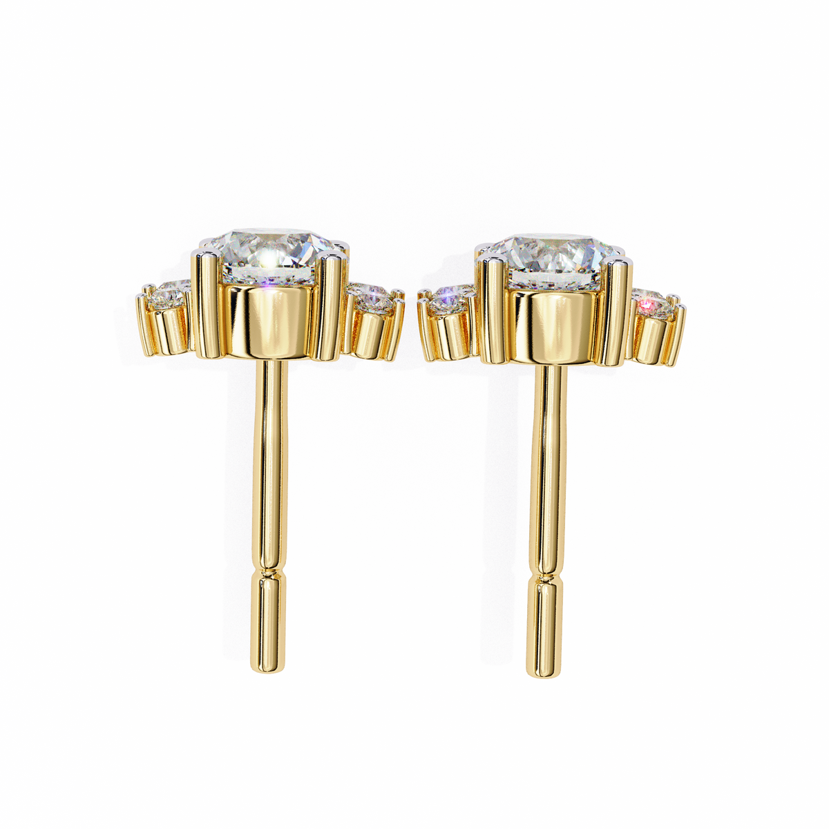 Marquise And Round Cut Diamond Vintage Stacking Minimalist Antique Dainty Stud Earring Gift For Women's - HIGHCARAT DIAMONDS