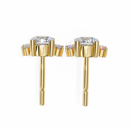 Marquise And Round Cut Diamond Vintage Stacking Minimalist Antique Dainty Stud Earring Gift For Women's - HIGHCARAT DIAMONDS