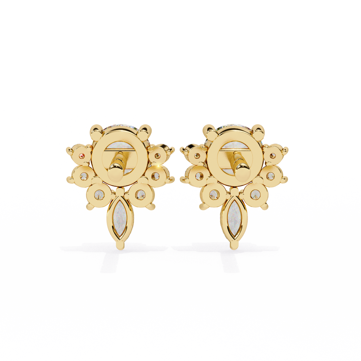 Marquise And Round Cut Diamond Vintage Stacking Minimalist Antique Dainty Stud Earring Gift For Women's - HIGHCARAT DIAMONDS