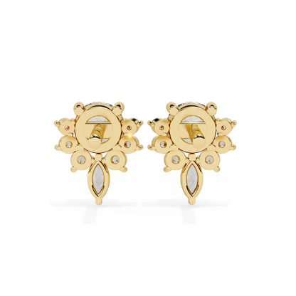 Marquise And Round Cut Diamond Vintage Stacking Minimalist Antique Dainty Stud Earring Gift For Women's - HIGHCARAT DIAMONDS