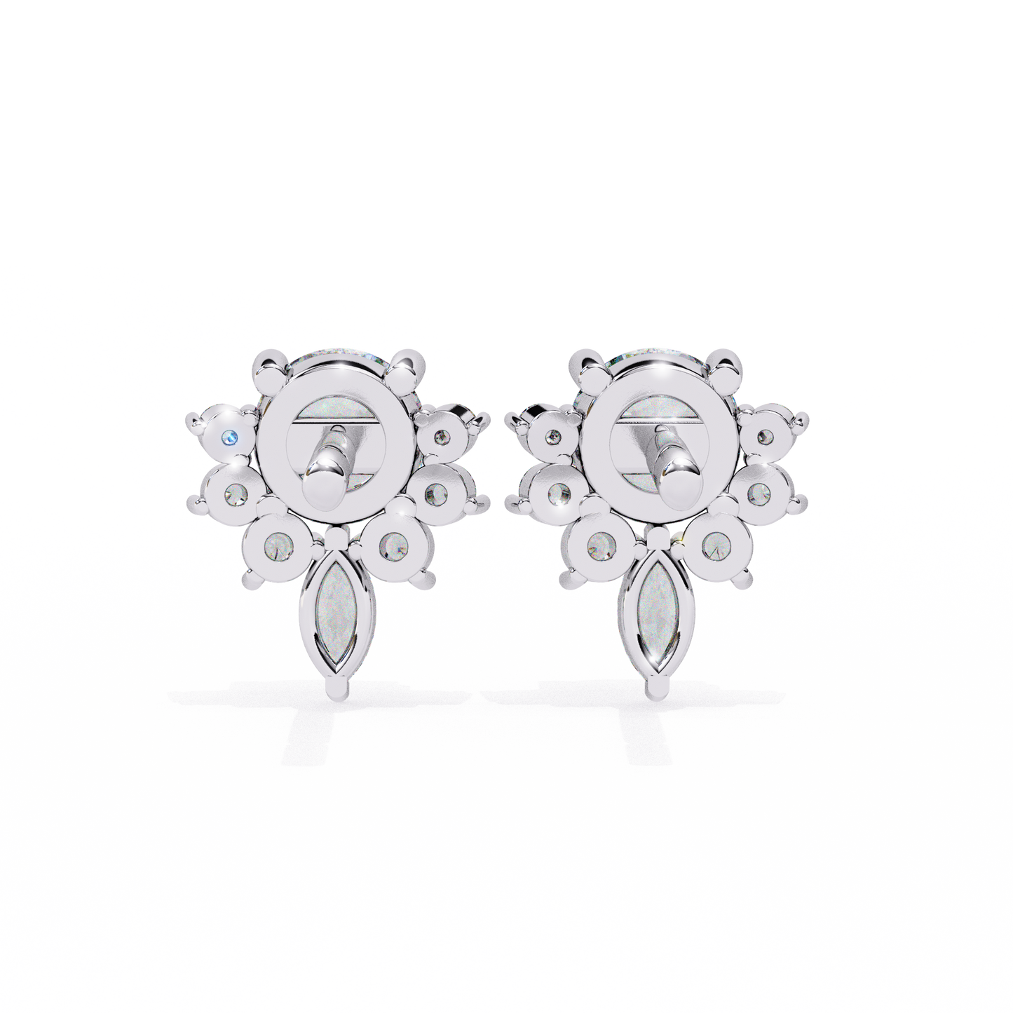 Marquise And Round Cut Diamond Vintage Stacking Minimalist Antique Dainty Stud Earring Gift For Women's - HIGHCARAT DIAMONDS