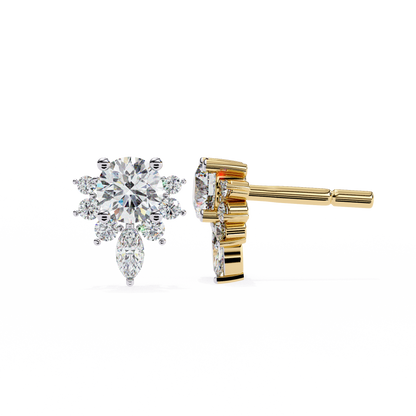 Marquise And Round Cut Diamond Vintage Stacking Minimalist Antique Dainty Stud Earring Gift For Women's - HIGHCARAT DIAMONDS