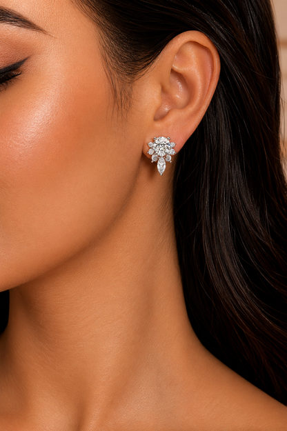 Marquise And Round Cut Diamond Vintage Stacking Minimalist Antique Dainty Stud Earring Gift For Women's - HIGHCARAT DIAMONDS