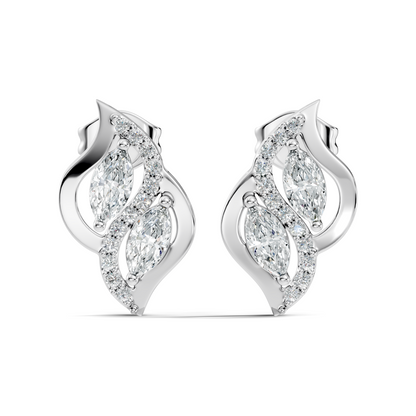 Marquise And Round Cut Lab Grown Diamond Earring Antique Delicate Daily wear Stud Earring For Women's